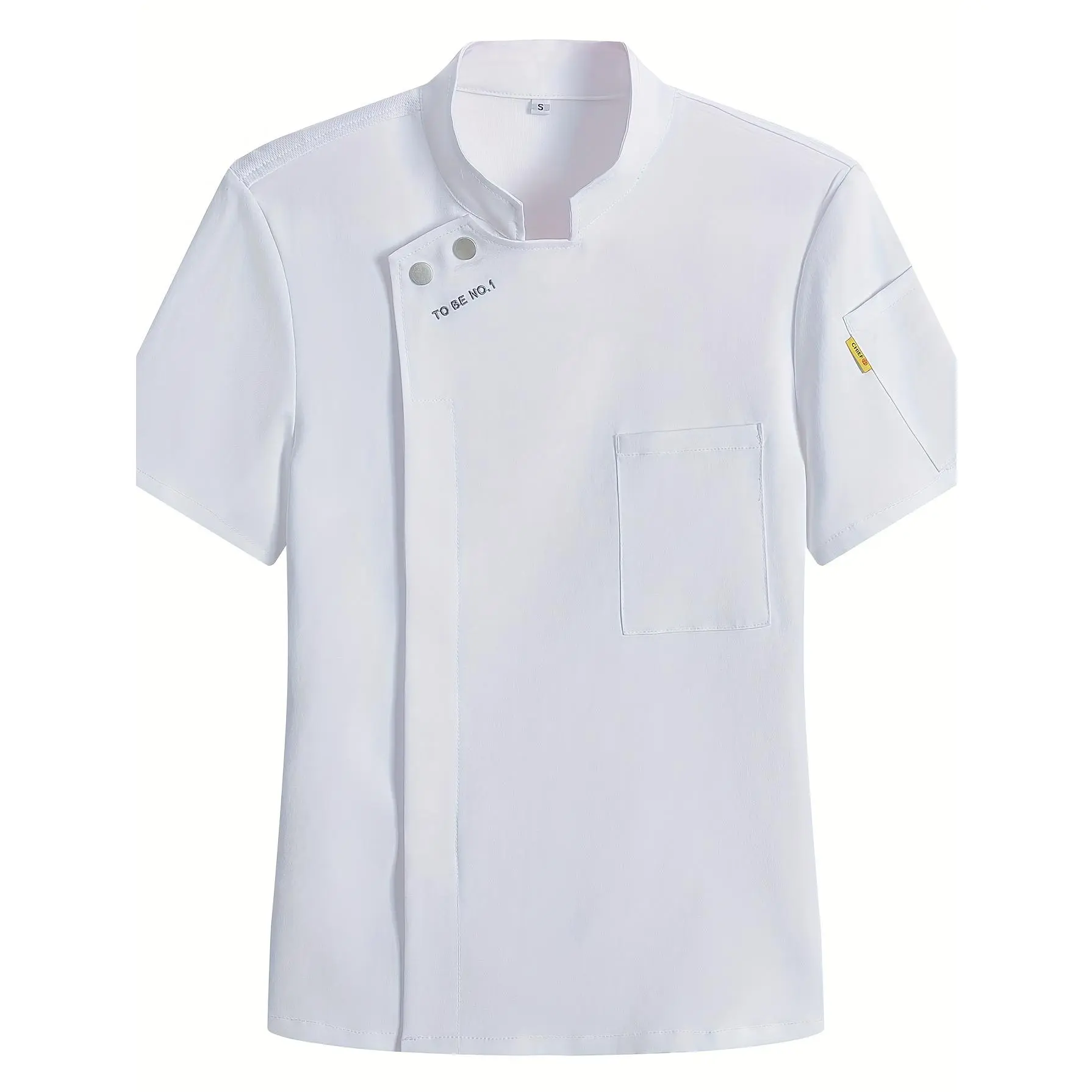 1 Pc Unisex Chef Uniform Jacket - Short-Sleeve, Machine Washable - Ideal for Restaurants, and Cooking Schools, Men's Apparel, Fall Jacket Men's, Men's Winter Coat, Solid (Black, ) and Hotels, Bakeries