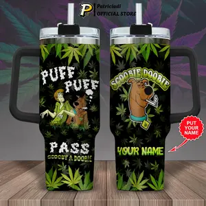 Personalized Custom Name Scooby Doo Puff Puff Tumbler 20oz-40oz Stainless Steel, Double Wall Insulated, With Handle & Straw – Funny Gift for Scooby Doo Lovers & Fans