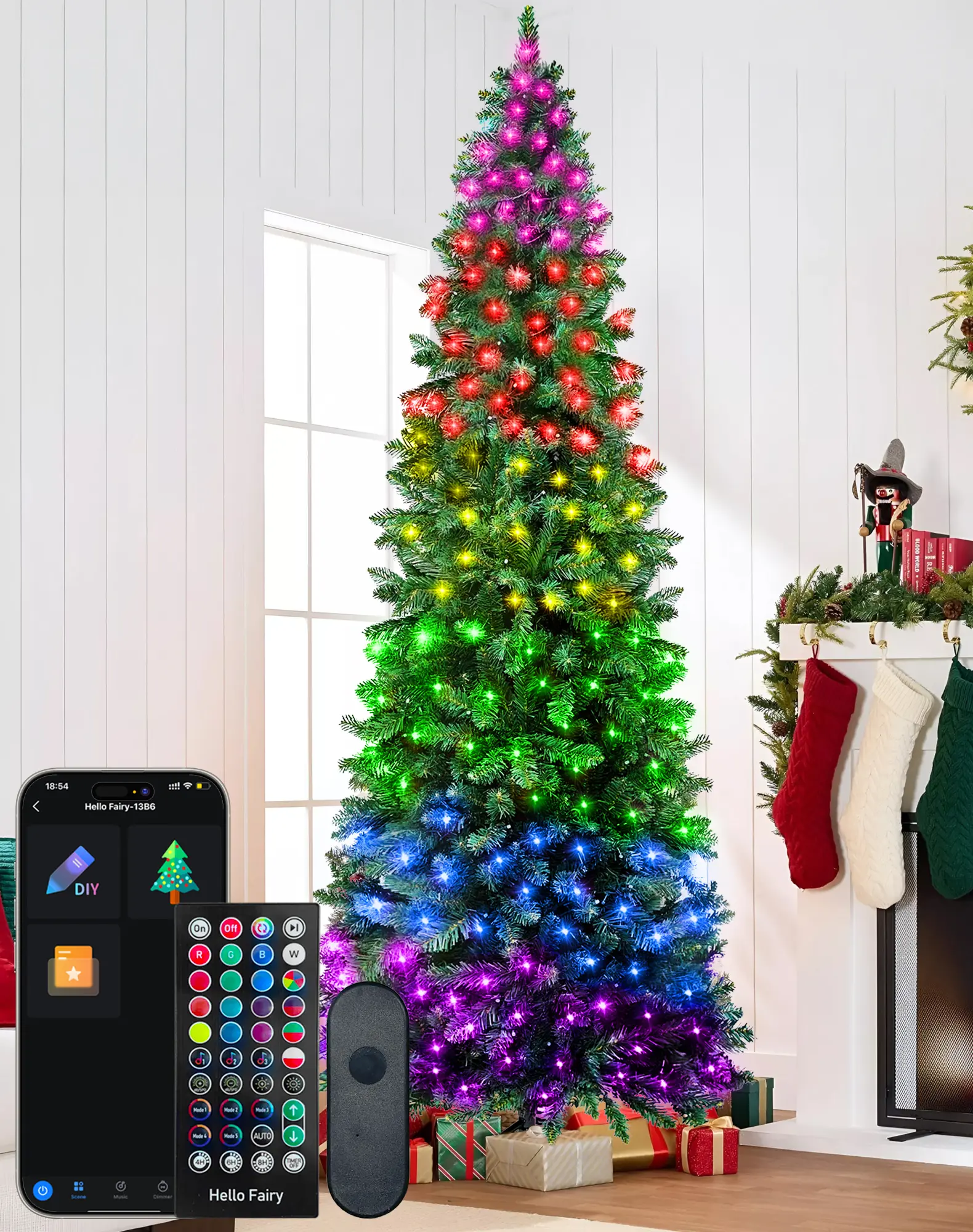 Avatar Controls 9FT Prelit Christmas Tree with 550 LED Lights, App Controlled Artificial Christmas Tree with Multi-Color RGB Lights & Music Sync, Slim Pencil Christmas Tree for Home Christmas Decorations