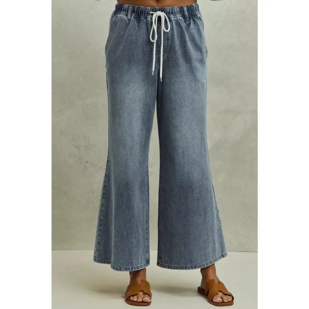 SO ME Mid Rise Elastic Waist Flare Denim Jeans