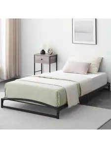 Gaomon 6-in Low Profile Black Metal Twin Bed Frame - Heavy Duty, Arched Ends, Easy Set-Up, Thick Mattress Support, No Box Spring Required
