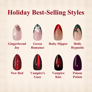 BTArtbox French Tip Press On Nails - Gingerbread Joy, 3D Short Almond Christmas Press On Nails with Glue and Adhesive Tabs for Women in 16 Sizes - 32 Soft Gel BTArtbox French Tip Press On Nails - Gingerbread Joy, 3D Short Almond Christmas Press On Nails with Glue and Adhesive Tabs for Women in 16 Sizes - 32 Soft Gel
