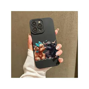 Cute Highland Cow Pattern Phone Case, Full Body Shockproof Phone Protective Cover, Phone Accessories Compatible With IPhone 11 12 13 14 15 Pro Max