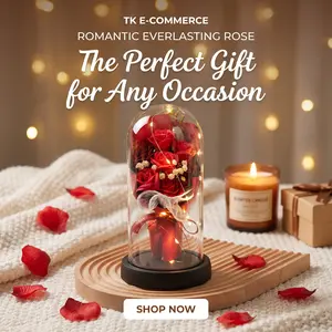 Valentine's Day Eternal Flower 7 Roses Bouquet Dried Flowers Gypsophila Glass Dome Flower Light Party Holiday Gift Home Decoration Decorative   Eternal Rose in Glass Dome, Preserved Flower for Mom, Perfect Mother's Day Gift & Elegant Home Decoration
