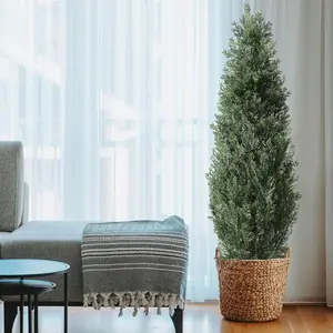 2PCS 3FT Artificial Topiary Trees – Realistic UV-Protected Potted Faux Cedar Trees for Outdoor Home Decor, Perfect for Front Door Planters and Entryways Decorative Fruit Set Iron Nature Plastic Ornaments Landscape