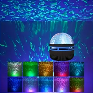 Aurora Water Ripple Projector Light, LED Starry Sky Projector Lamp with Remote Control, 7 Dynamic Light Themes, 16 Colors, AC Power Supply