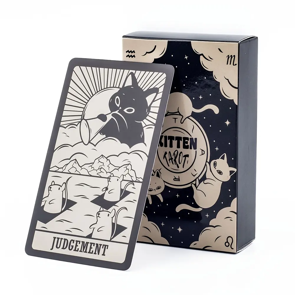 78-Card Kitten Tarot Deck with Guidebook - Playful Cat-Themed Tarot Cards for Card Games and Collectors, Premium Paper Material