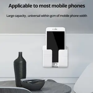 Multi-functional wall-mounted mobile phone charging stand, adhesive remote control storage box that requires no drilling, household items, Accessories, bedside wall-mounted rack; a must-have storage and organization rack for any room, Phone Accessory