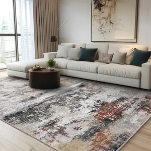 Art Area Rugs, Modern Abstract Washable Rug For Living Room, Stain Resistant Non-Shedding Distressed Area Rug With Non Slip Backing For Bedroom