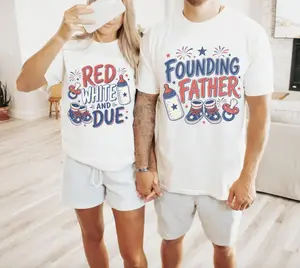 Comfort Colors Red White And Due Shirt, Pregnancy Announcement Couple Shirts, Fourth Of July Pregnancy Reveal, Patriotic Mom Dad Matching Tees