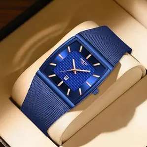 NIBOSI Men's Casual Business Square Dial Analog Quartz Watch, Business Fashion Watches, Fashion Daily Wear Watch with Box, Trendy Versatile Watch for Birthday Gift & Party