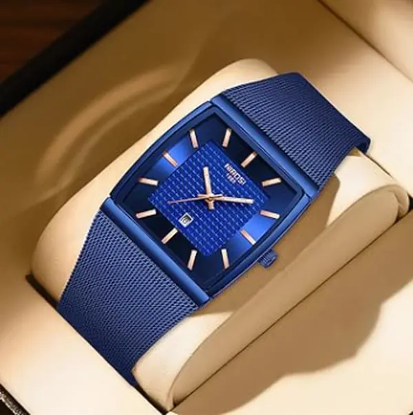 NIBOSI Men's Casual Business Square Dial Analog Quartz Watch, Business Fashion Watches, Fashion Daily Wear Watch with Box, Trendy Versatile Watch for Birthday Gift & Party