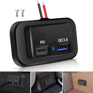 1pcs 12V/24v Car Charger Adapter, USB Outlet Dual Charge Port Dual Quick Charge PD 3.0 Type-C & QC3.0 USB-A for RV Truck Golf Cart