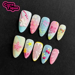 CuraTique | Starfruit Bikini 10PCS Handmade Press On Nails REUSABLE 3D Gel spring/summer 2025 / Prom