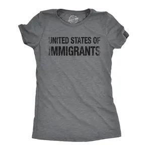 Womens United States of Immigrants Funny Citizen American T shirt Funny Womens T Shirts Cute Vintage Fashion Casual Ladies T-Shirt Gift Patriotic Tops for Women Funny Political Top Women's Novelty Tees Dark Grey
