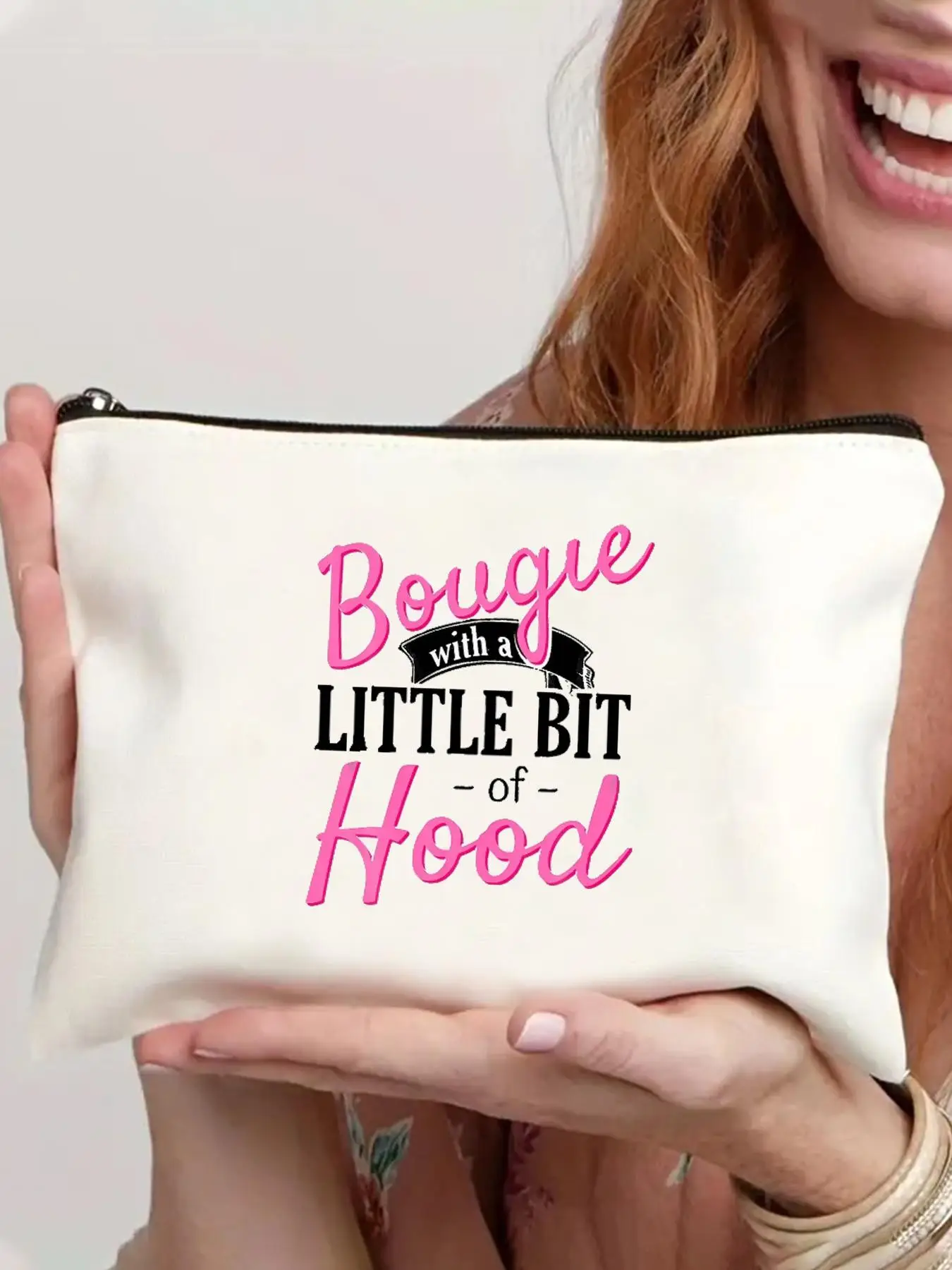 Portable Letter Pattern Makeup Bag, Casual Cosmetic Storage Bag, Zipper Makeup Organizer Pouch, Versatile Storage Bag for Travel & Daily Use, Pouch Ba