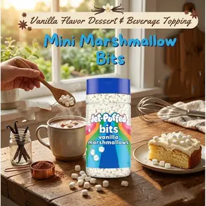 Vanilla Marshmallow Bits, Crunchy Mini Sweet Topping for Hot Drinks, Ice Cream and Dessert Recipes