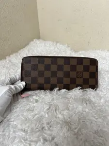 Pre-owned Louis Vuitton Leather Wallets Damier Ebene Clemence Wallet