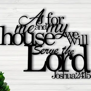 Christian Metal Wall Art Faith Scripture Joshua 24:15, Home Decor Bible Verse Decoration, Perfect Gift for New House, Garden, Balcony
