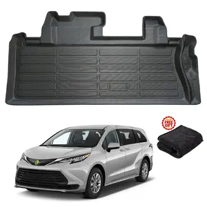 Canvcle TPE Cargo Liner for 2021-2026 Toyota Sienna (Spare Tire Model), Lower Trunk Mat Full Coverage Anti-Slip Rubber Protector, Buy Now Get Free Super Absorbent Towel