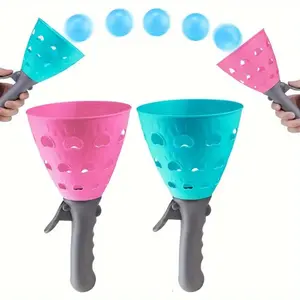2-in-1 Ball Catching Cups & 4 Balls Set with Turbo Boosting Design - Balloon-like Party Game with Sturdy Legs & Ergonomic Grip - Durable Plastic Indoor/Outdoor Party Game for Family, Birthday, Backyard - Color-Coded Cups & Balls Set (Pink & Turquoise) - A