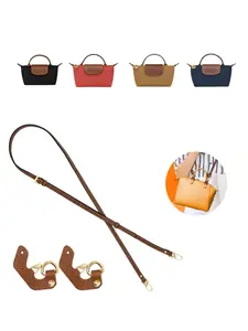 3-piece set handbag accessories, Adjustable Leather Purse Straps Replaceme, Mini Bag Strap Kit for Crossbody Shoulder Bags, Adjustable Strap for Longchamp, No Punch Required Handbag Conversion Kit, Includes genuine leather strap and non perforated buttons