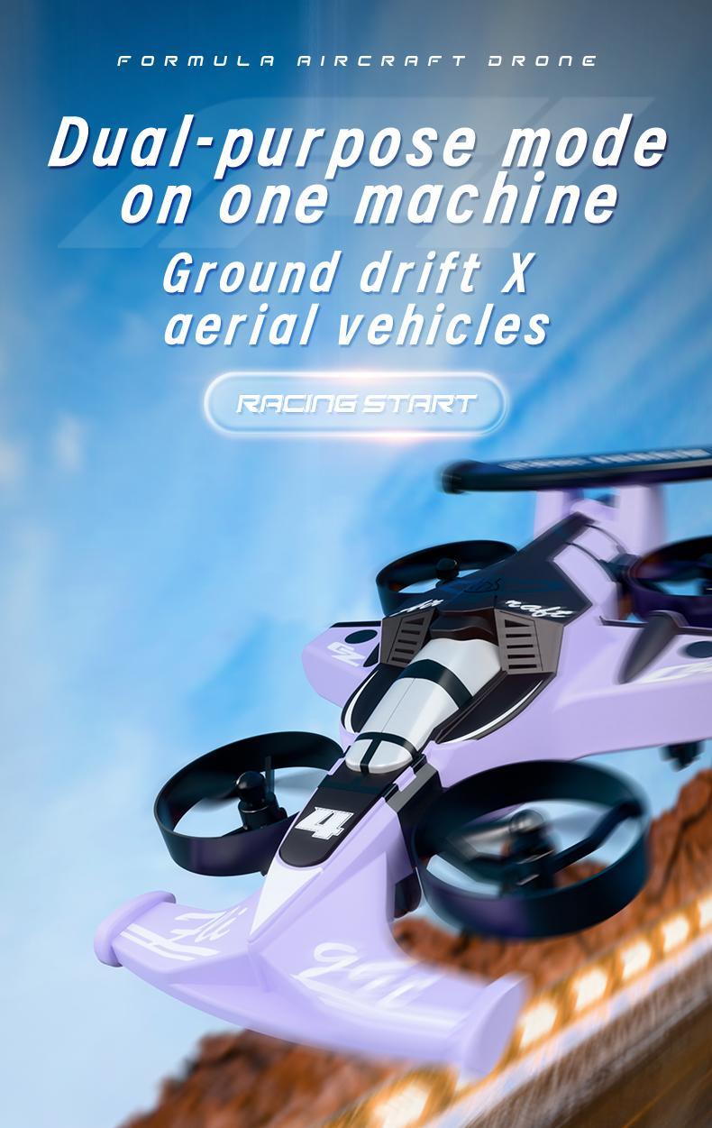 BRRRRT RC Car Plane Combo Toy, Remote Control Flying Car with 360° Drift Wheels, Land and Air Dual Mode, One-Key Takeoff, Durable Crash-Resistant Design, 3 Speed Modes, RC Toys for Kid Boys and Girls Age 4+