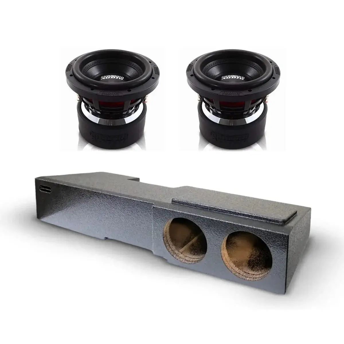(2) Sundown Audio X8 v4 & Chevy Crew Cab 14-18 Dual 8" Subwoofer Box Combo