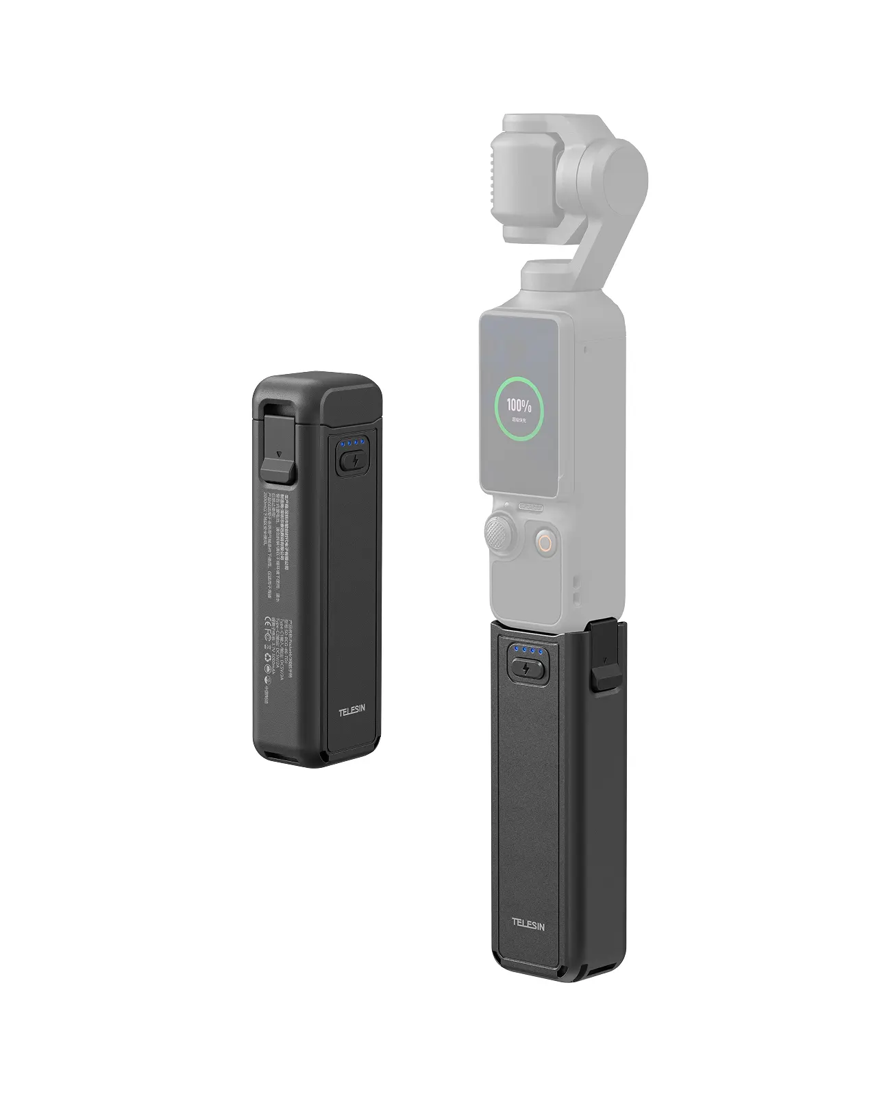 TELESIN Fast Charging USB-C Battery Handle for Xtra Muse, DJI Osmo Pocket 4/3 - 5000mAh Photography Camera Accessories, Digital Camera Grip with 1.3X Runtime, Charge-While-Shooting, Compact Tripod Mount for Travel, Vlogging