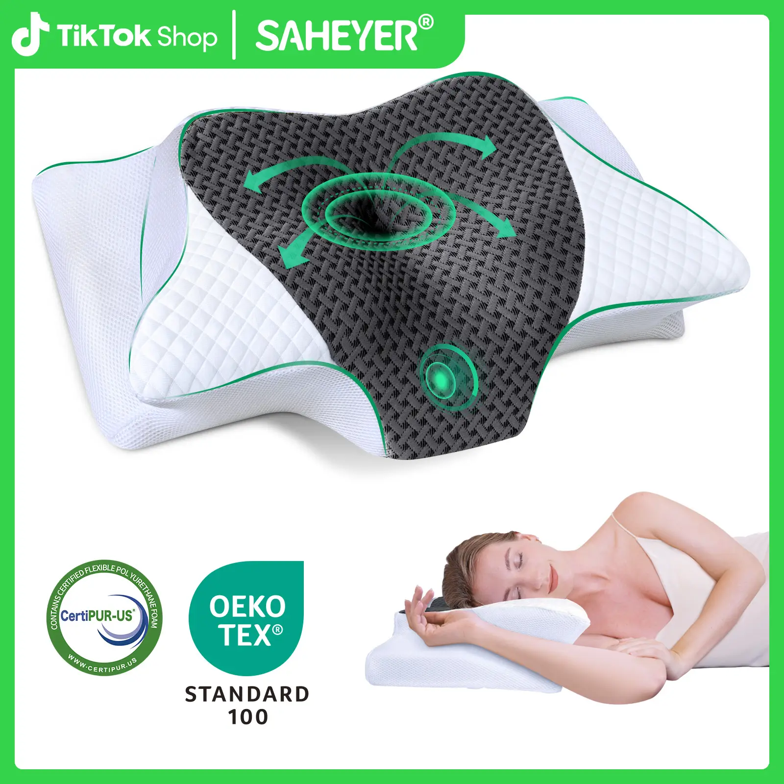 SAHEYER Comfortable Contour Sleep Pillow, Pillow for your Families and Friends, Memory Foam Soft Pillow for Daily Use, Pillow for Side Sleepers, Back