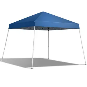 10x10 Ft Portable Pop-Up Outdoor Canopy Foldable Event Party Tent Wedding Camping Sun Shelter w/Adjustable Height, No Sidewalls, Carry Bag Included (Blue) gazebo