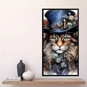 Cold Cat Pattern DIY Diamond Arts Colorful Painting Kit, DIY 5D Diamond Arts Colorful Painting for Bedroom Home Decor, Diamond Painting Kits
