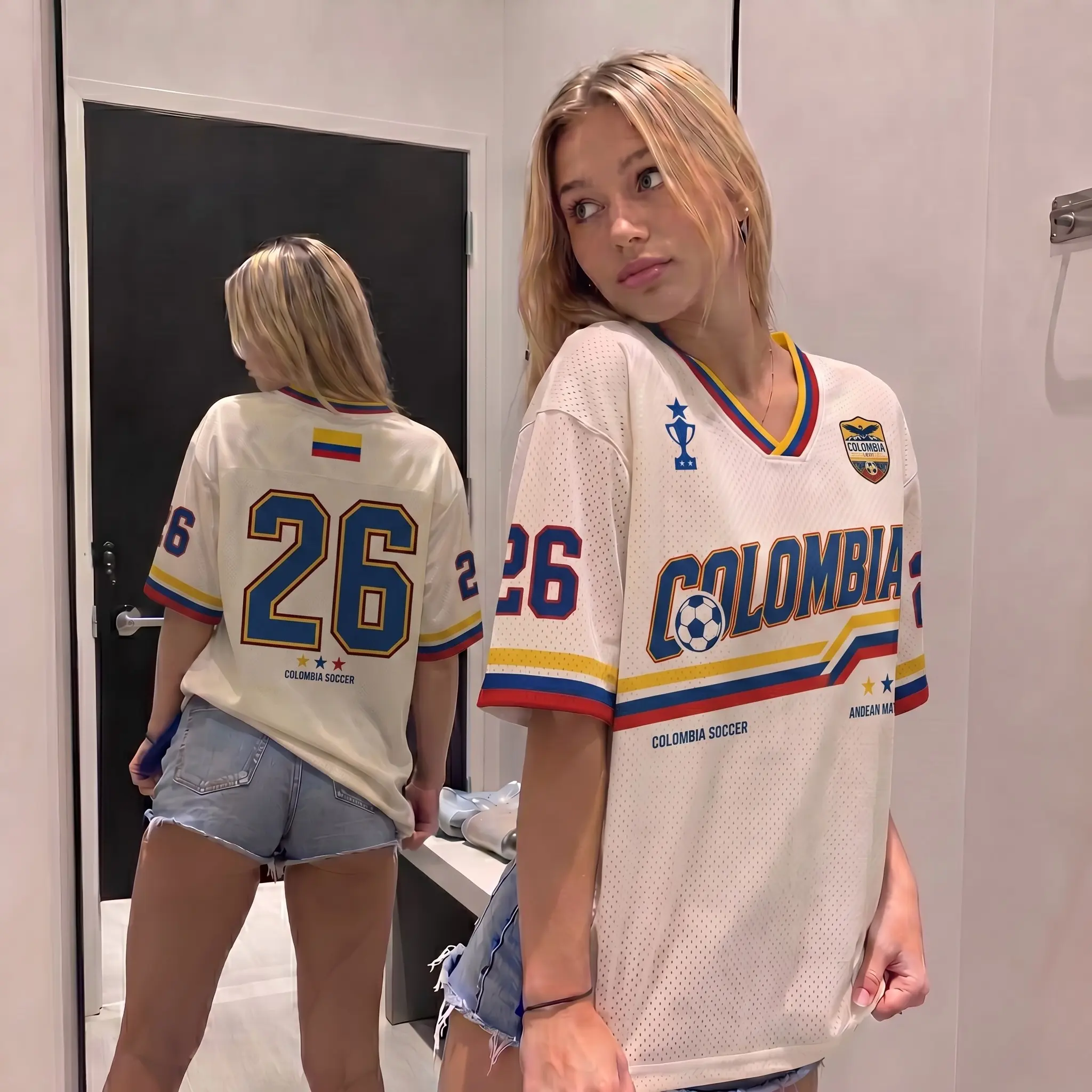 Custom Colombia Soccer Jersey Shirt, Retro Colombian Football Tee, World 2026 Fan Gift, Personalized Game Day Top