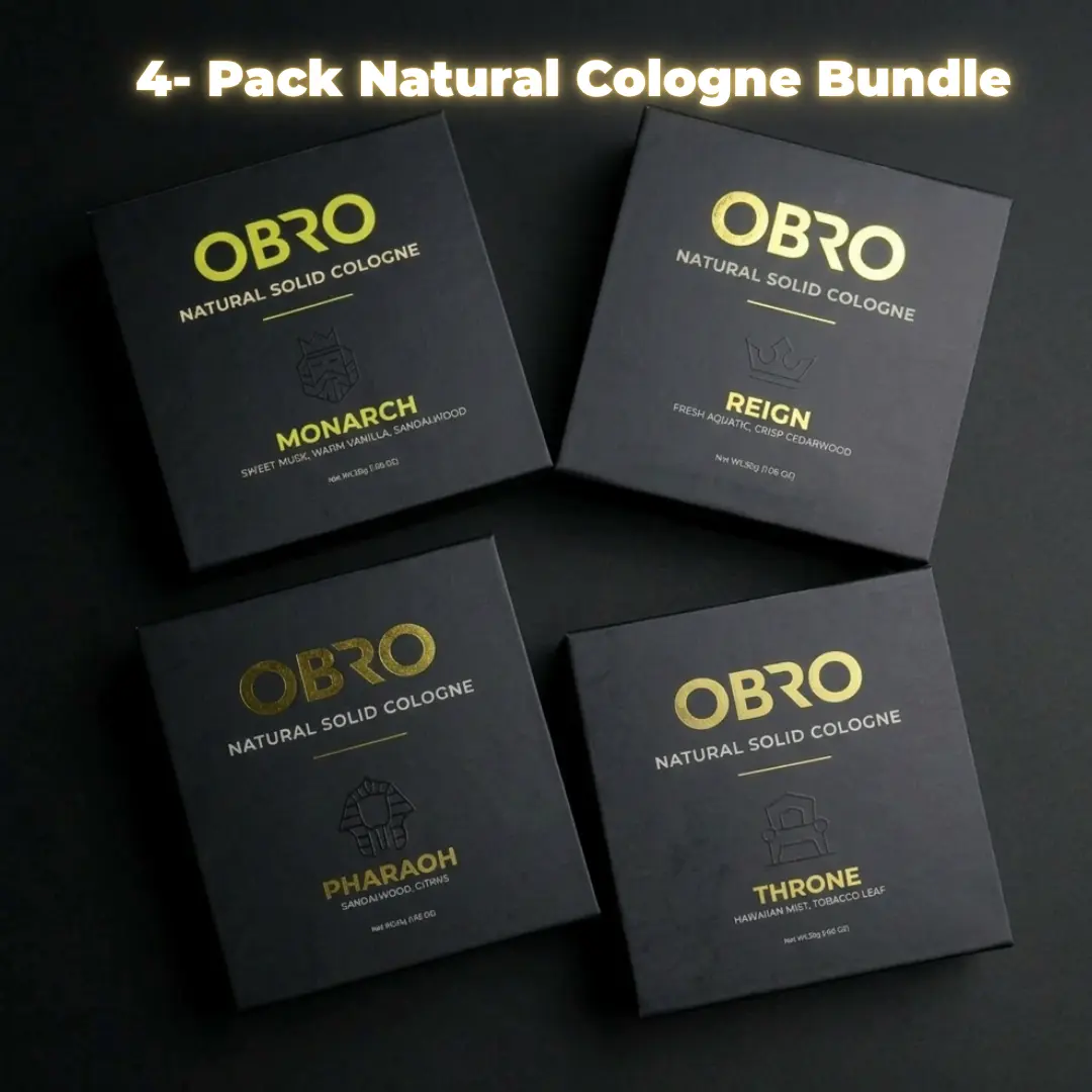 100% Natural Cologne 4-Pack Bundle - Fresh Aquatic, Citrus Sandalwood, Hawaiian Mist Tobacc Leaf, Warm Vanilla Sweet Musk - Pure Essential oils no Synthetic Fragrance