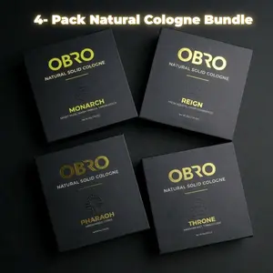 100% Natural Cologne 4-Pack Bundle - Fresh Aquatic, Citrus Sandalwood, Hawaiian Mist Tobacc Leaf, Warm Vanilla Sweet Musk - Pure Essential oils no Synthetic Fragrance