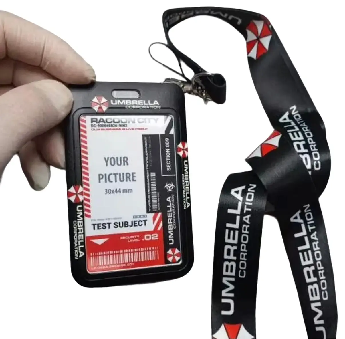 Resident Evil Umbrella Corporation Lanyard with Rigid Plastic Test Subject ID Badge, Office Identification Supply for Computers & Office Use