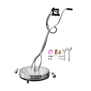 VEVOR 24 Pressure Washer Surface Cleaner, Stainless Steel Pressure Washer Attachments with 4 Wheels, 4000 Max PSI, 3/8 Quick Connector, 2 Spray Nozzles, Dual Handle, for Concrete, Patio, Sidewalk