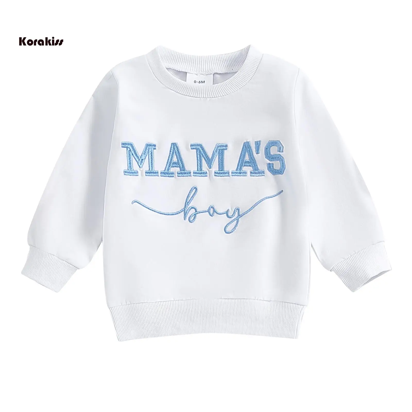 Toddler Boys Sweatshirts Letter Embroidered Crew Neck Long Sleeve Baby Pullovers Fall Casual Tops