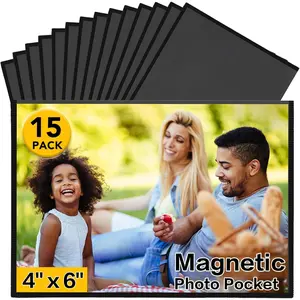 15 Pack  Picture Frame, 4 x 6 Inches Fridge  Photo Frames,  Photo Frames for Refrigerator, , School, Office (Black)