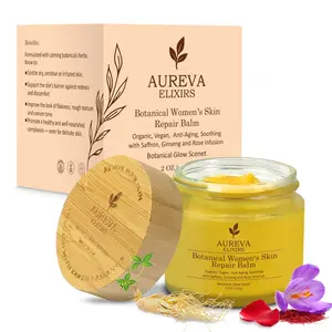 Aureva Elixirs Organic Botanical Women's Skin Repair Balm 97% Improvement for Acne Sunburn Dryness Day Night Anti-Aging Collagen Boost Moisturizer with Saffron Ginseng & Rosehip 2oz
