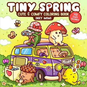 Tiny Spring: Super Cute Coloring Book for Adults and Teens Easy and Simple Designs Featuring Comfy and Hygge Spring Themes for Relaxation, Paperback