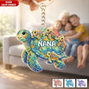 Always Together, Turtle Family - Personalized Grandma Turtle Acrylic Keychain, Gifts For Nana, Mimi,Grandma,Mother Day's Gift,Turtle Family
