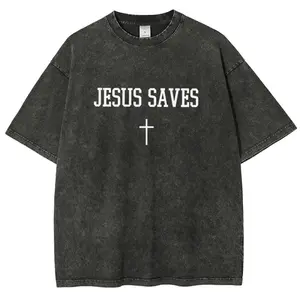 Jesus Saves Unisex Fit Washed T-Shirt, Bible Verse Shirts Women, Soft and Comfortable Fit Tops for Everyday Wear Casual Outfit t shirts women oversized tshirt women