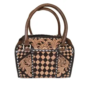 Tan & Checker Speedy Crossbody Purse