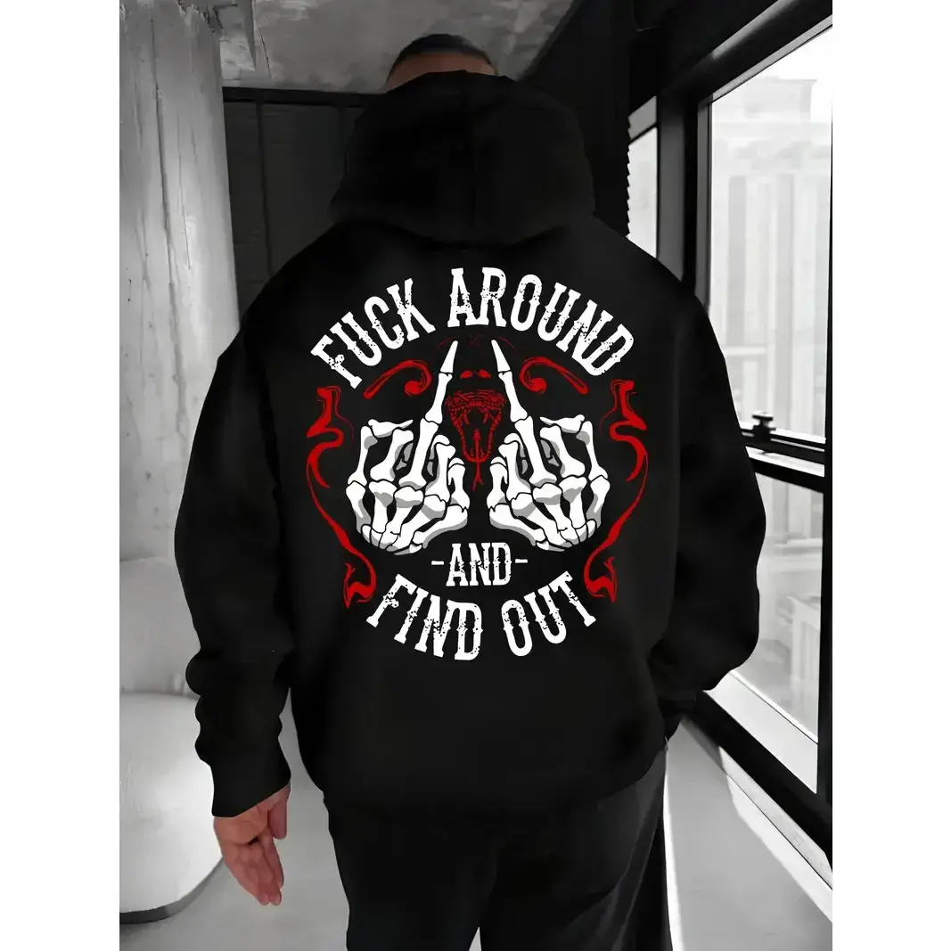 Fuck Around And Find Out Red Line Print Hoodie & T Shirt for Gen X Adults, Graphic Casual Streetwear Pullover, USA-Made & Printed Apparel
