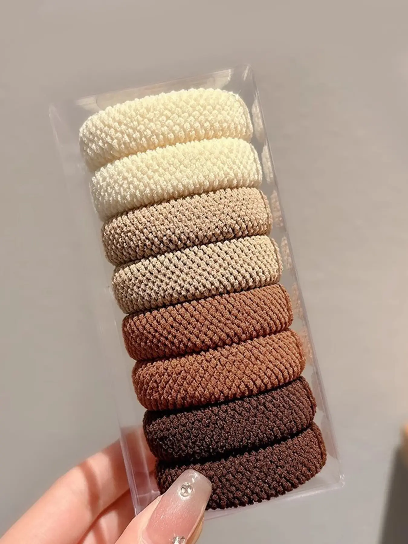 8pcs women's Simple Hair Ties Set, Fashion Coffee Color Elastic Headbands Scrunchies, Thick High Stretch, Durable Non-Damaging, Daily Casual Hair Accessories, Scrunchies For Hair, Headband Accessory
