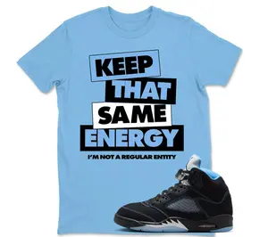 KEEP THAT Shirt To Match 5 Retro Black University Blue White 2026, Black/University Blue Sneaker Matching Shirt, Cotton Unisex Graphic T-Shirt