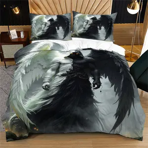 Black and white ghost Grim Reaper duvet cover, a unique and personalized bedroom decoration gift suitable for young adults, including 1 bed duvet cover and 1 or 2 pillowcases without core and pillow core