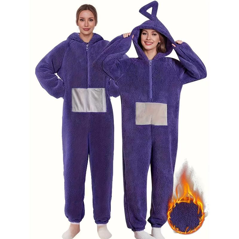 Women's Elegant Coral Fleece Robe - Thickened All-Season V-Neck Off-Shoulder Onesie Pajamas, Soft and Warm Winter Pajamas, Comfortable Loungewear, Christmas Outfit (Red) - Easy Care, Machine Washable, Casual Loungewear Nightwear Womenswear