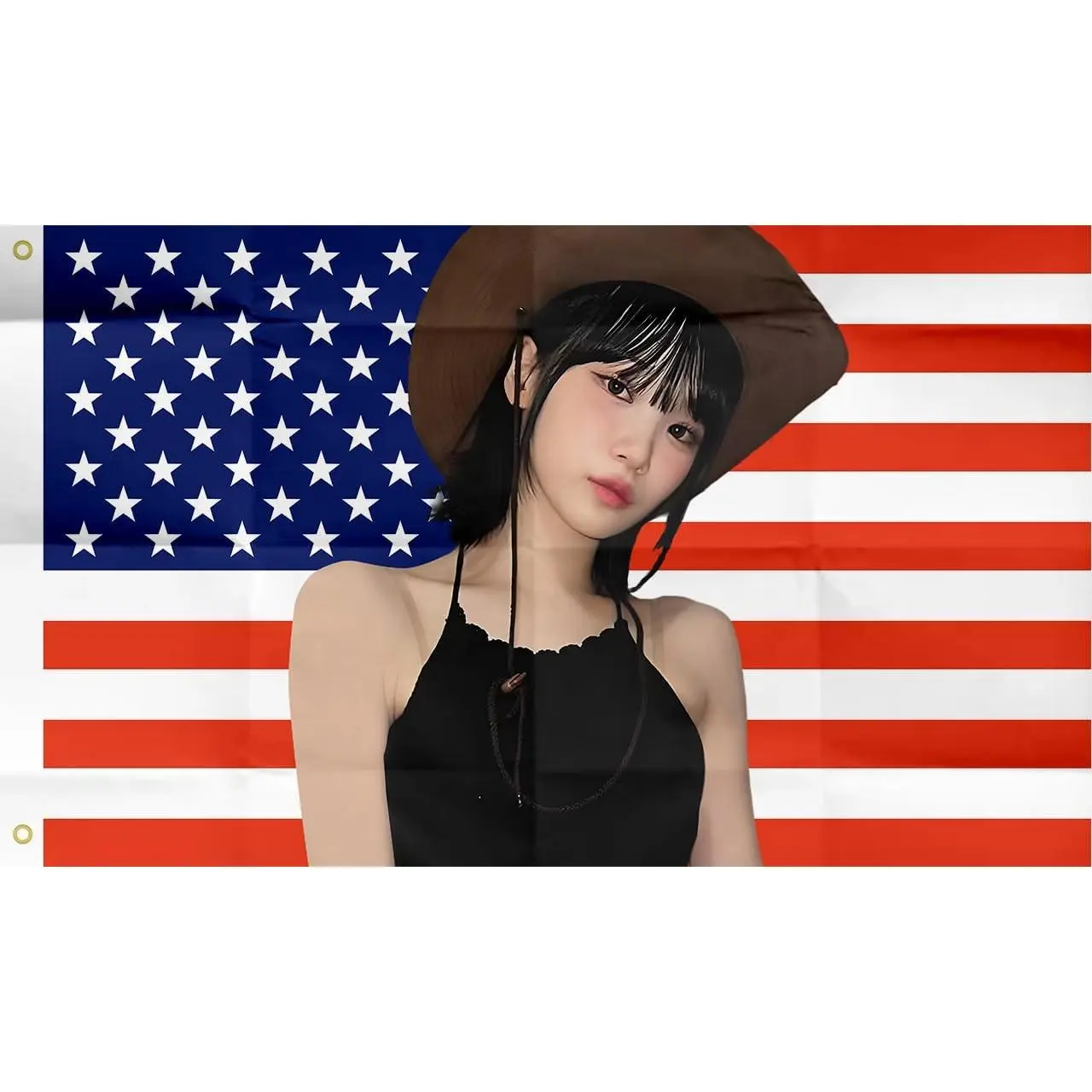 60in x 40in Chae won American flag 3x5 Ft Outdoor Indoor,Kim Chaewone USA flag Poster American flag tapestry for Bedroom Living room dorm wall with Brass Grommets Vivid Color and Fade Proof Decorations